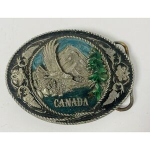 Canada 1991 Siskiyou Belt Buckle Mountain Eagle Floral Vintage